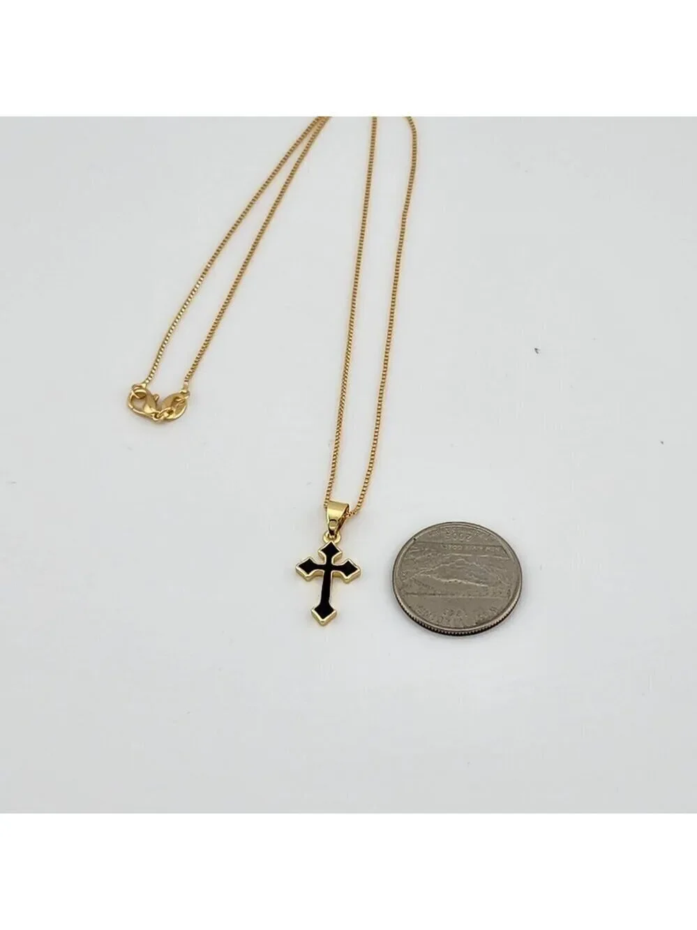 Brand New Black Enamel Cross Necklace